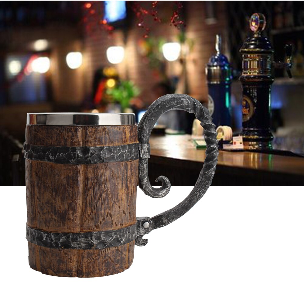 With Handle Beer Mug Drinkware Large Capacity Kitchen Accessories Double Wall Resin Restaurant Bar Hotel Cocktail Bucket Shaped