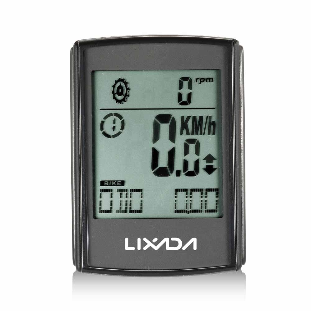 Lixada trådløs cykelcomputer cykel kilometertæller speedometer lcd-skærm 3 in 1 cykelcomputer med kadence pulsmåler: Sort