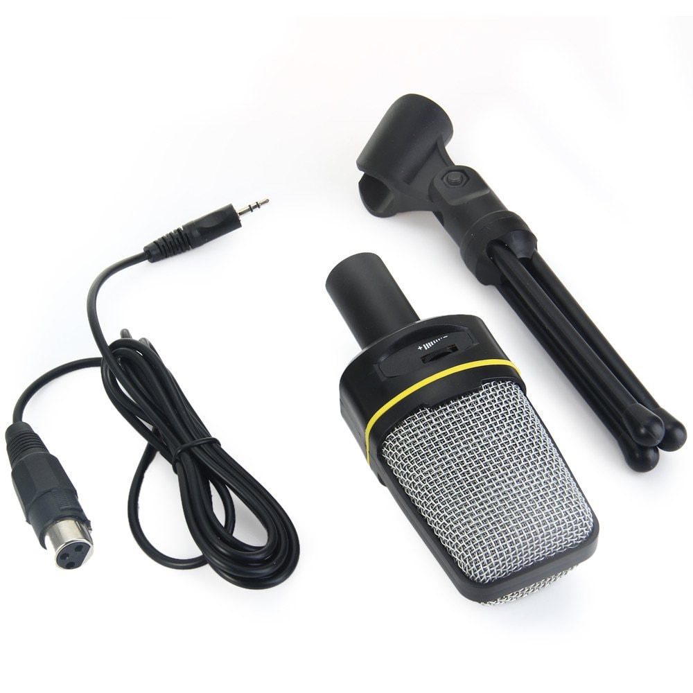 Computer Condenser Microphone Stand Studio Microphones 3.5 mm Wired Clip Retro Handheld Style Desktop Microphones
