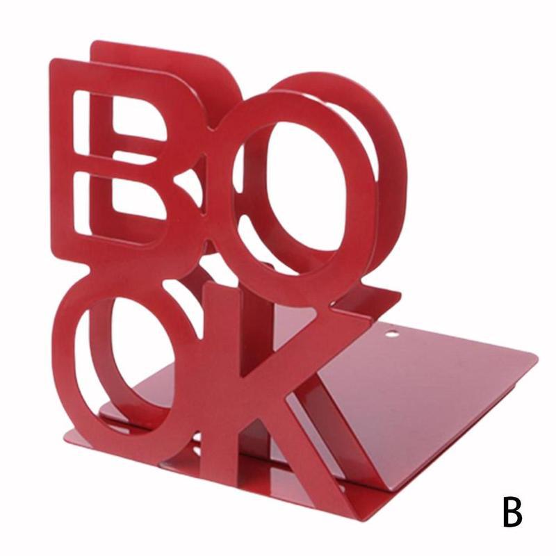 1 par bookend skole metal stativ metal bookends bezel stationery alphabet book office holder metal bookends office supply: B