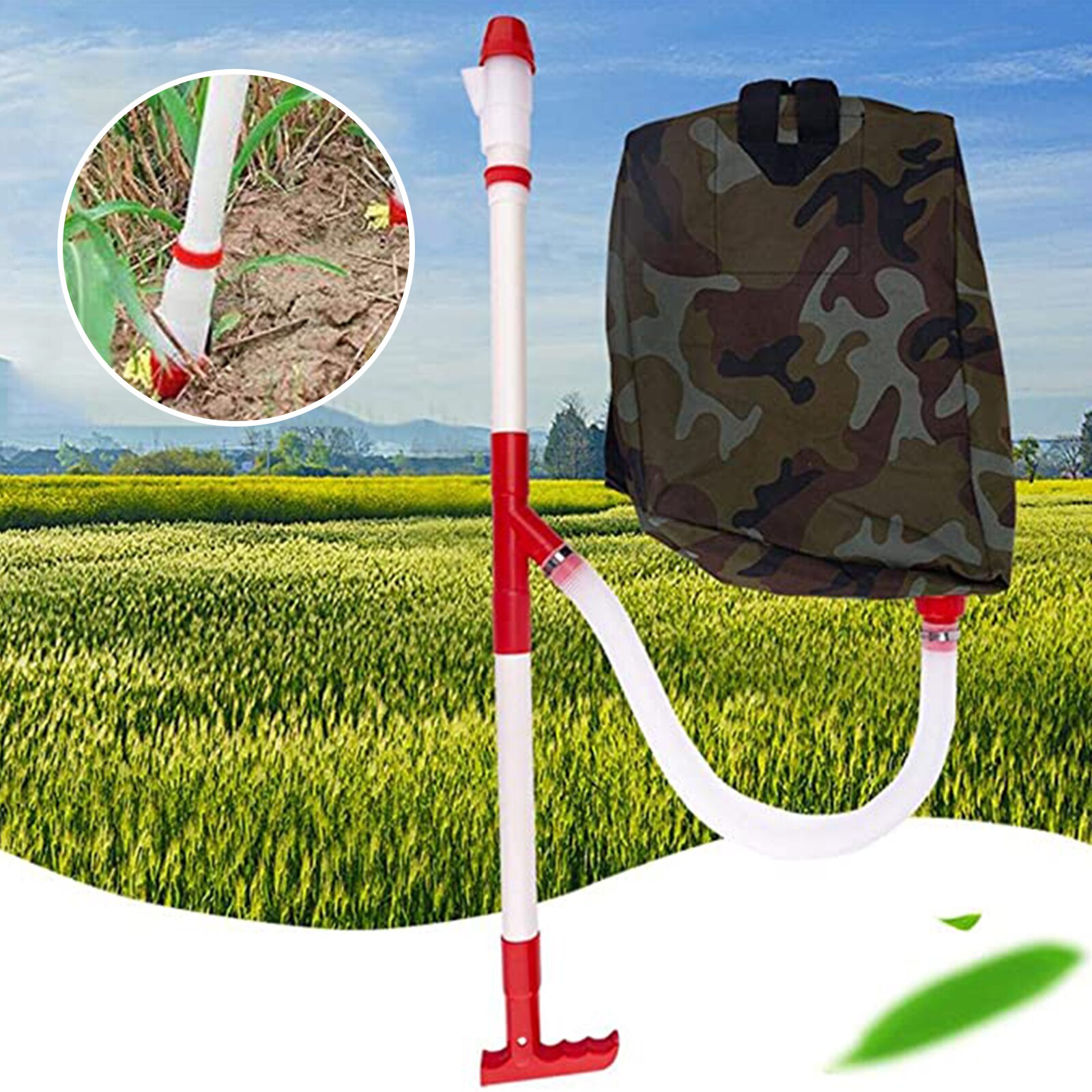 1pc Manual Fertilizer Spreader Tool With Bag Manual Dressing Home Single Tube Agricultural Vegetable Tree Top Garden Supplies