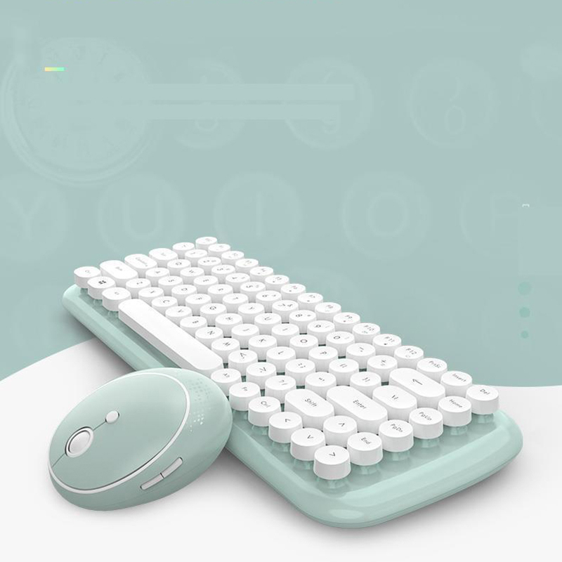 Jelly Comb-Conjunto de teclado y ratón inalámbricos para ordenador portátil, escritorio, teclado, ratón, peine, botón redondo