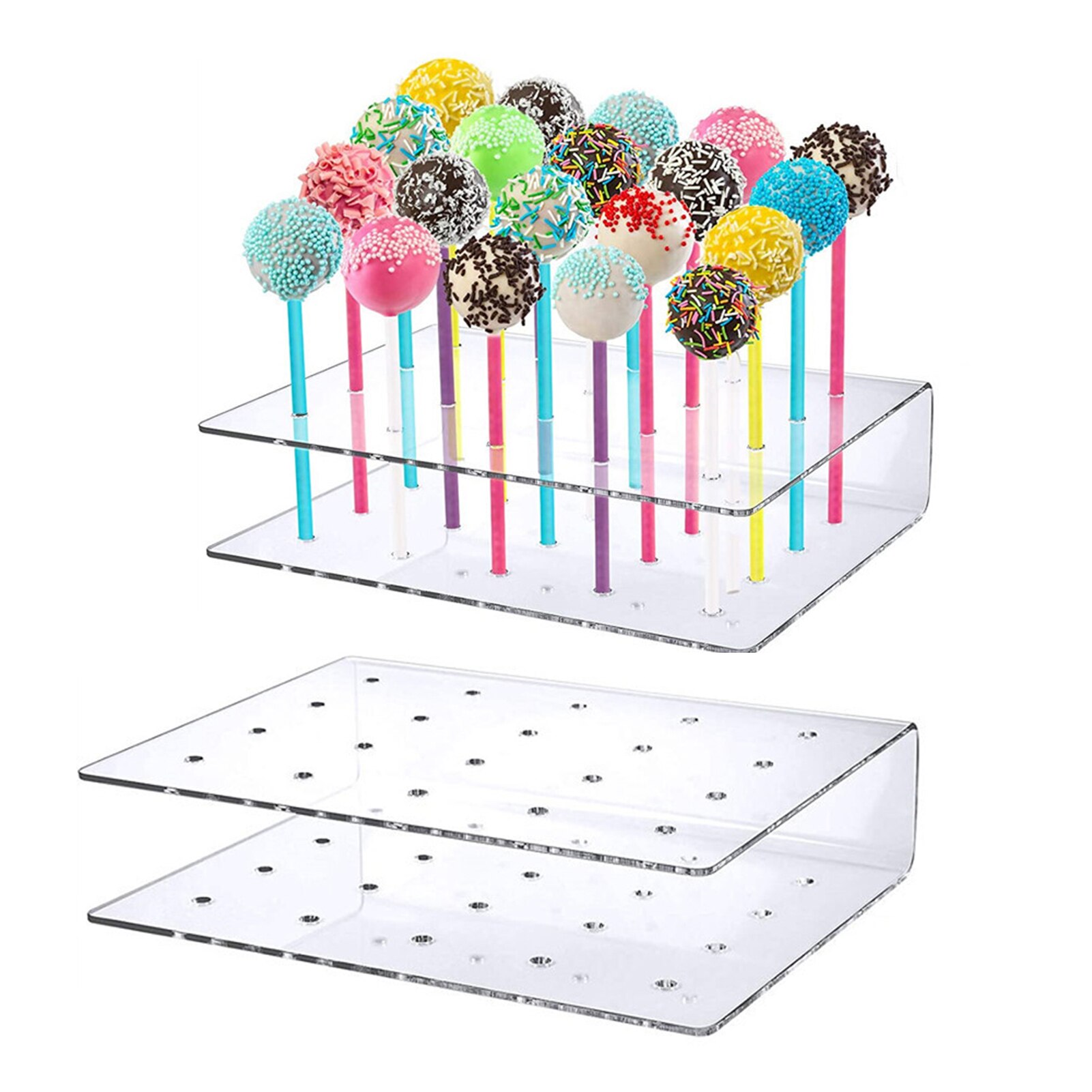 2Pcs Cake Pop Stand 20 Gat Duurzaam Acryl Lolly Houder Winkel Snoepjes Of Cake Pops Voor Wedding Party Familie evenementen