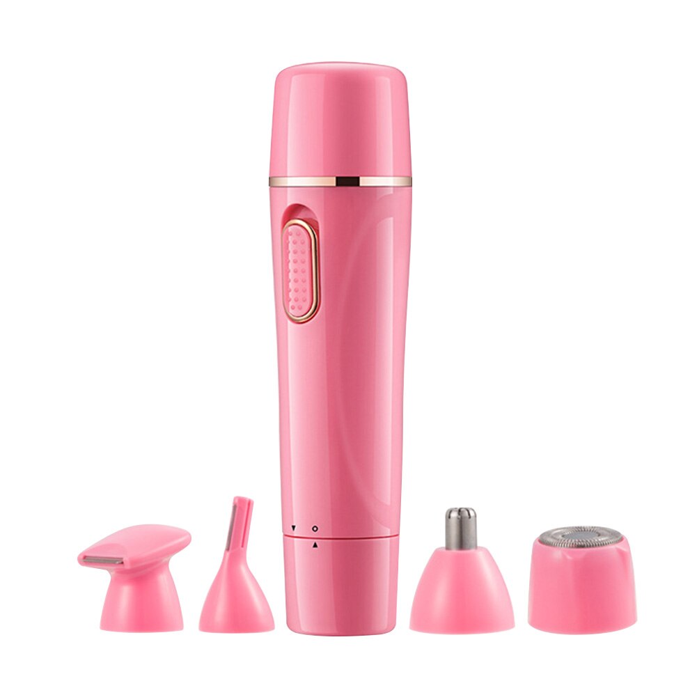 4 In 1 Multifunction Portable Nose Ear Hair Trimmer Set Wireless Cutter Beard Shaver Face Nose Sideburns Hair Removal Device: Red