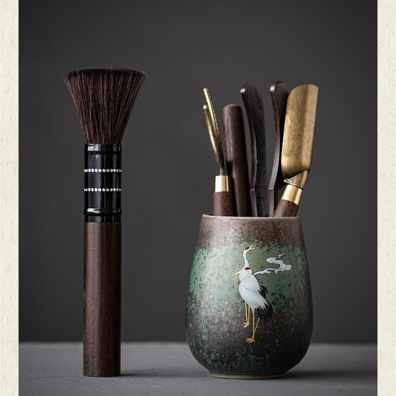 Chinese Kung Fu Tea Set Accessory Six Gentleman Tea Ceremony Tools Utensils Clip Needle Scoop Cutter Ceramic Cylinder Teaware