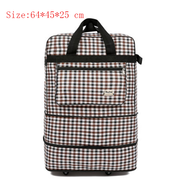 Bærbar rejsetaske rullende bagage stor kapacitet checket taske udtrækkelig rulle rygsæk bevægelig bagage oxford stof duffeltaske: H -6