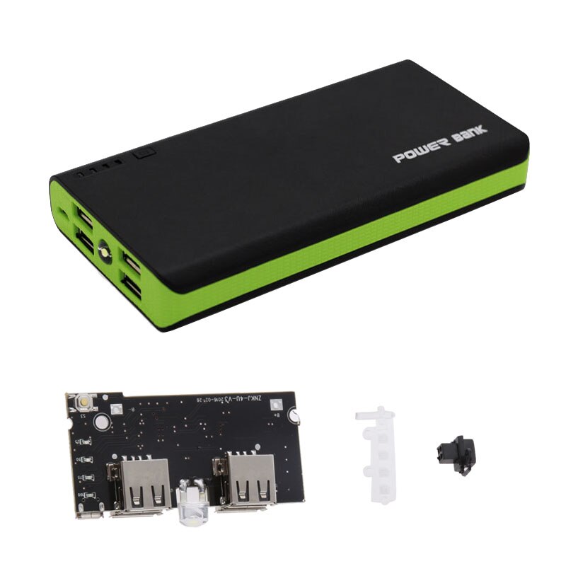 Power Bank Case Kit 18650 Battery Charger Flashlight for Cell Phone-Green