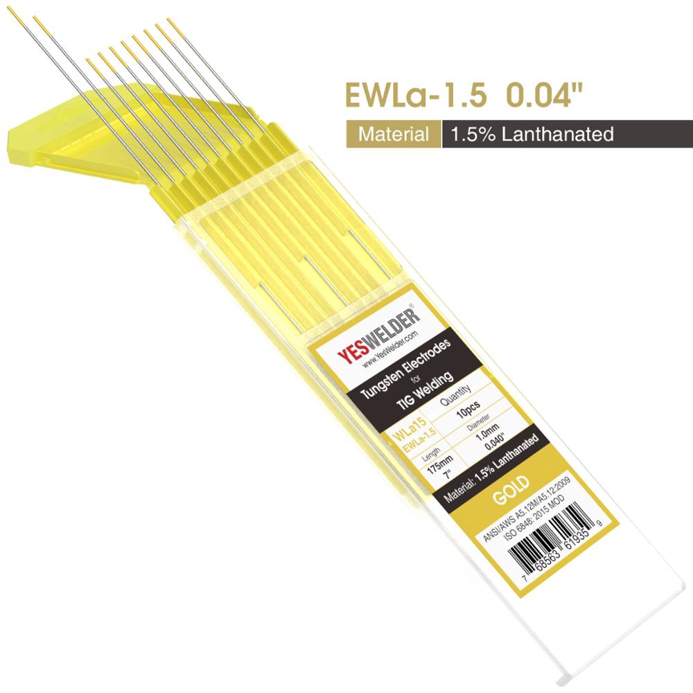 YESWELDER Wolfram elektroden 1,0/1,6/2,4/3,2/4,0*175mm WP WT20 WC20 WL15 WL20 WX Perücke-schweißen stangen: WL15-1.0