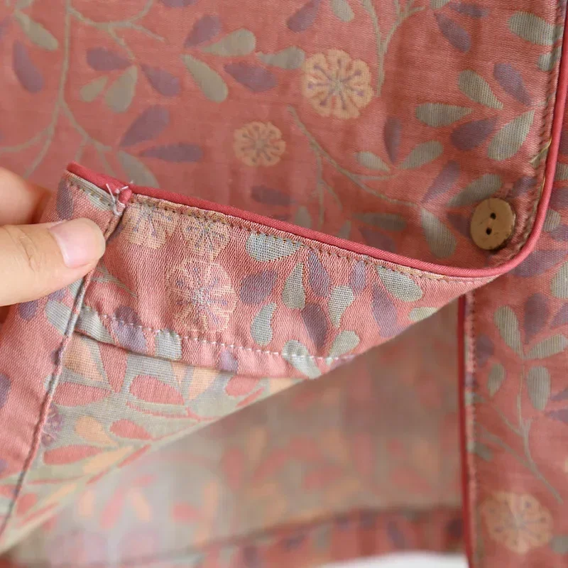 2025 delle nuove donne primavera e autunno pigiama impostato 100% cotone jacquard manica lunga dovuto pezzi semplice cardigan arredamento per la casa