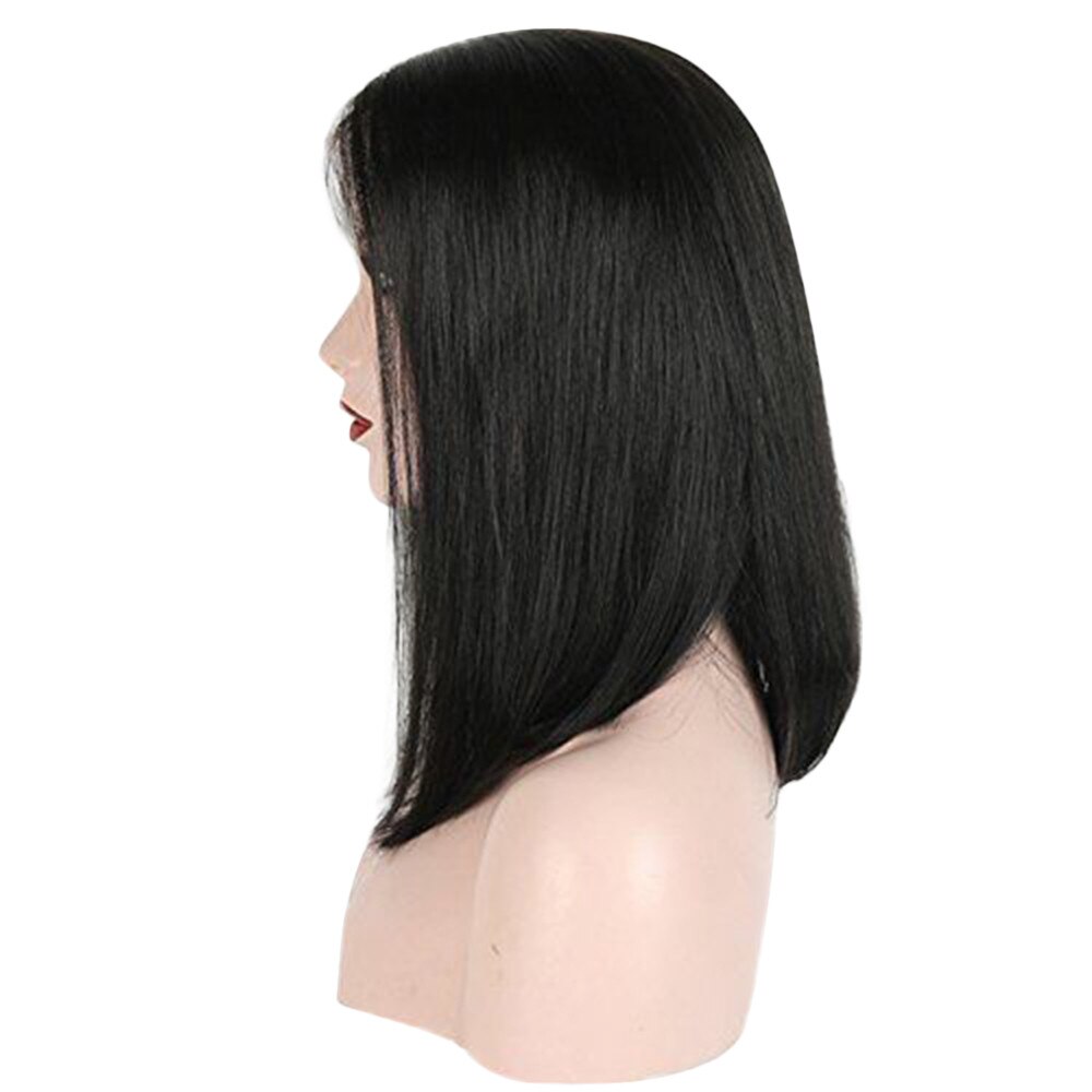 36cm Middle Part Straight Black Wig Synthetic Wigs For Black Women Heat Resistant Fiber Black Fluffy Bob Style Straight Wig#g30