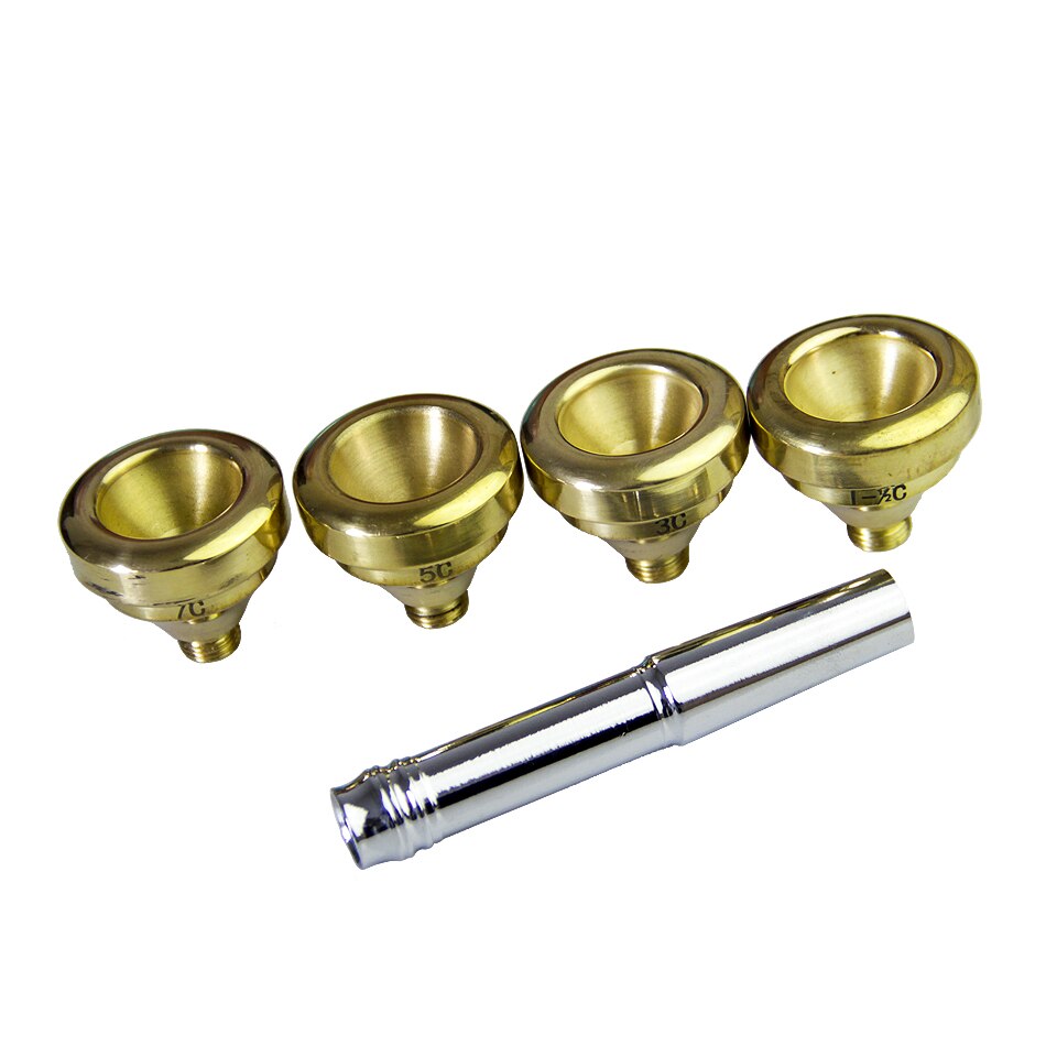 MUKU Trompete Zubehör 1-1 2C 7C 5C 3C Größe Trompete Mundstück Kupfer Gold 1 einstellen Mit Kasten Musical Instrument zubehör