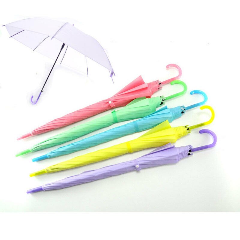 Kleurrijke Transparante Paraplu Voor Beschermen Tegen Wind En Regen Long-Handvat Paraplu Duidelijk Gezichtsveld 6 Kleuren