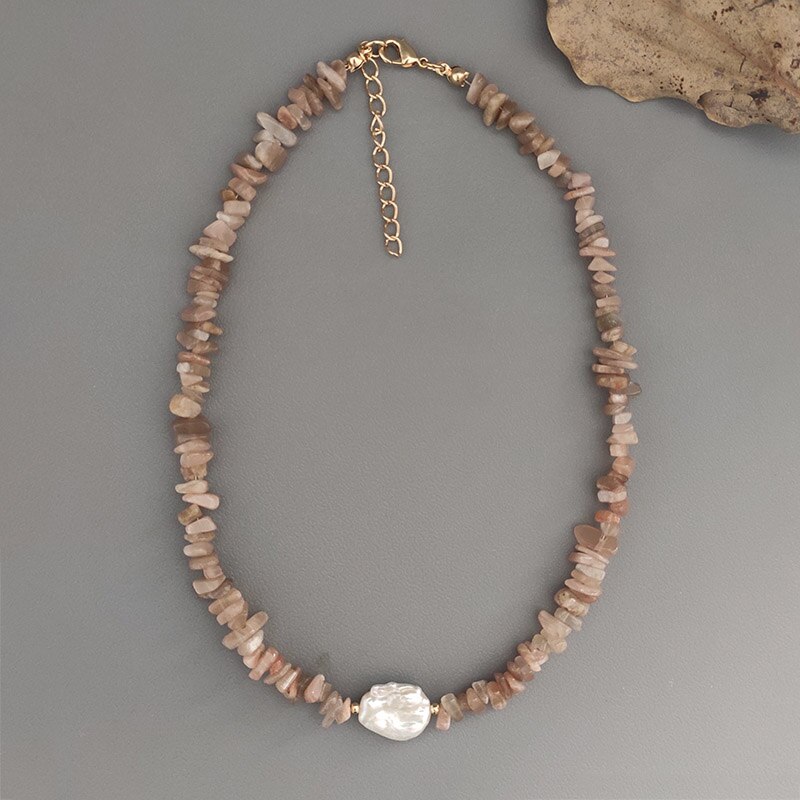 Natuursteen Korte Ketting Prachtige Mode Onregelmatige Vrouwen Charm Accessoires Boho Zoetwater Parel Choker: 4