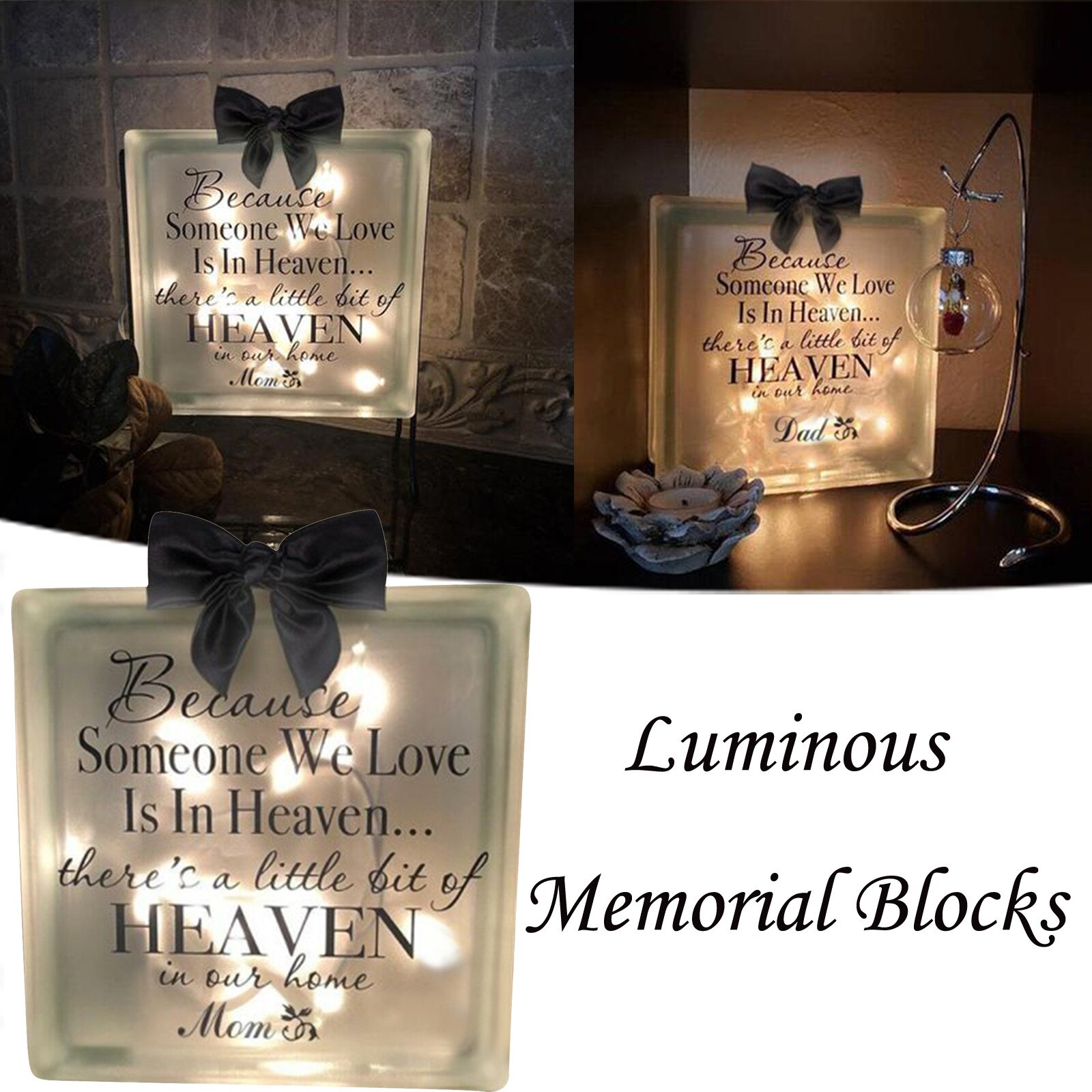 Briques lumineuses commémoratives de en famille, blocs commémoratifs décoratifs pour la maison