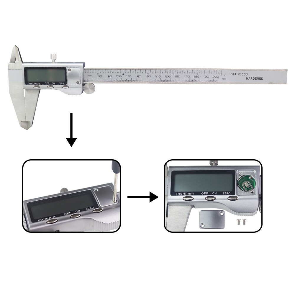 6" 150mm 8'' 200mm Stainless Steel Digital Caliper Electronic Micrometer Vernier Calipers Measuring Tool