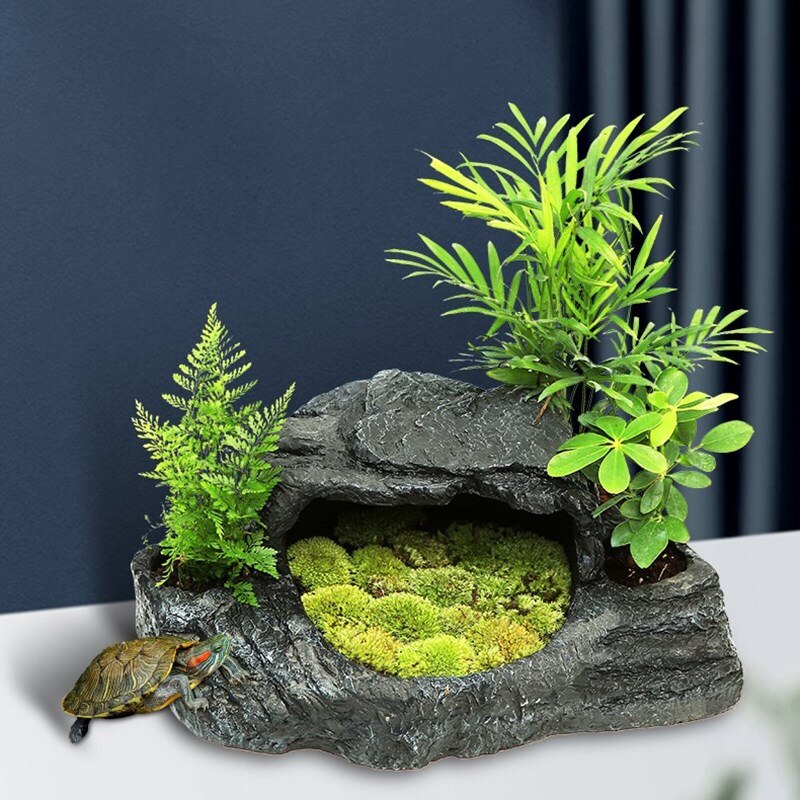 Turtle Basking Platform Tortoise Climbing Ramp Shale Reptile Resting Terrace Hiding Cave Terrarium Aquarium Decoration