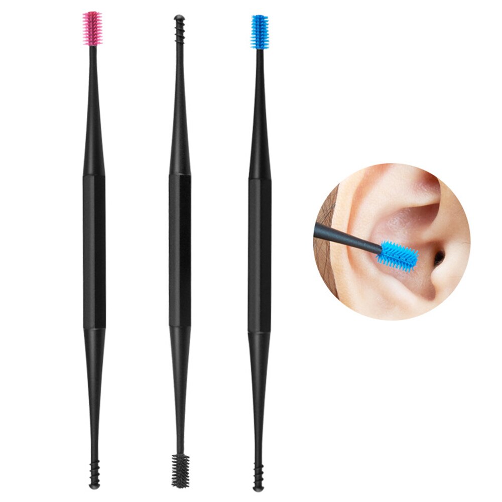 Double Head Ear Cleaner Soft Silicone Spiral Swab Ear Wax Removal Tool Remover Ear Cleaning Sticks Earpick Limpiador De Oidos