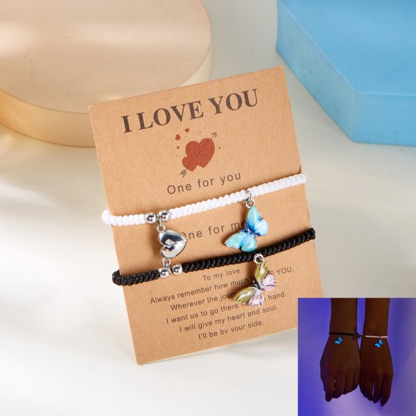 Bracelets de Couple lumineux romantique soleil lune pour femmes et hommes, corde tressée à la main, Bracelet assorti, bijoux de saint valentin: Couleur jaune clair