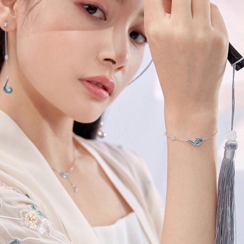 2022 hurtownia estetyczna elegancka biżuteria niebieski kroplówka Glazura emalia fala rozpylać kobiet Resizable bransoletki dla kobiet dziewczyna prezent