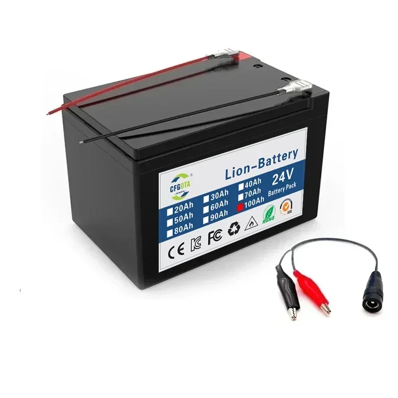 18650 24 V 100Ah Lithium Ion Batterij, voor Elektrische Voertuig Solar Opslag Vervangende Oplaadbare Batterij + Oplader