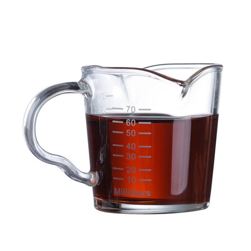 Heat-resistant Clear Glass Measuring Cup With Scale Jigger for Espresso Coffee Double-mouthed Ounce Cup Small Milk Cup