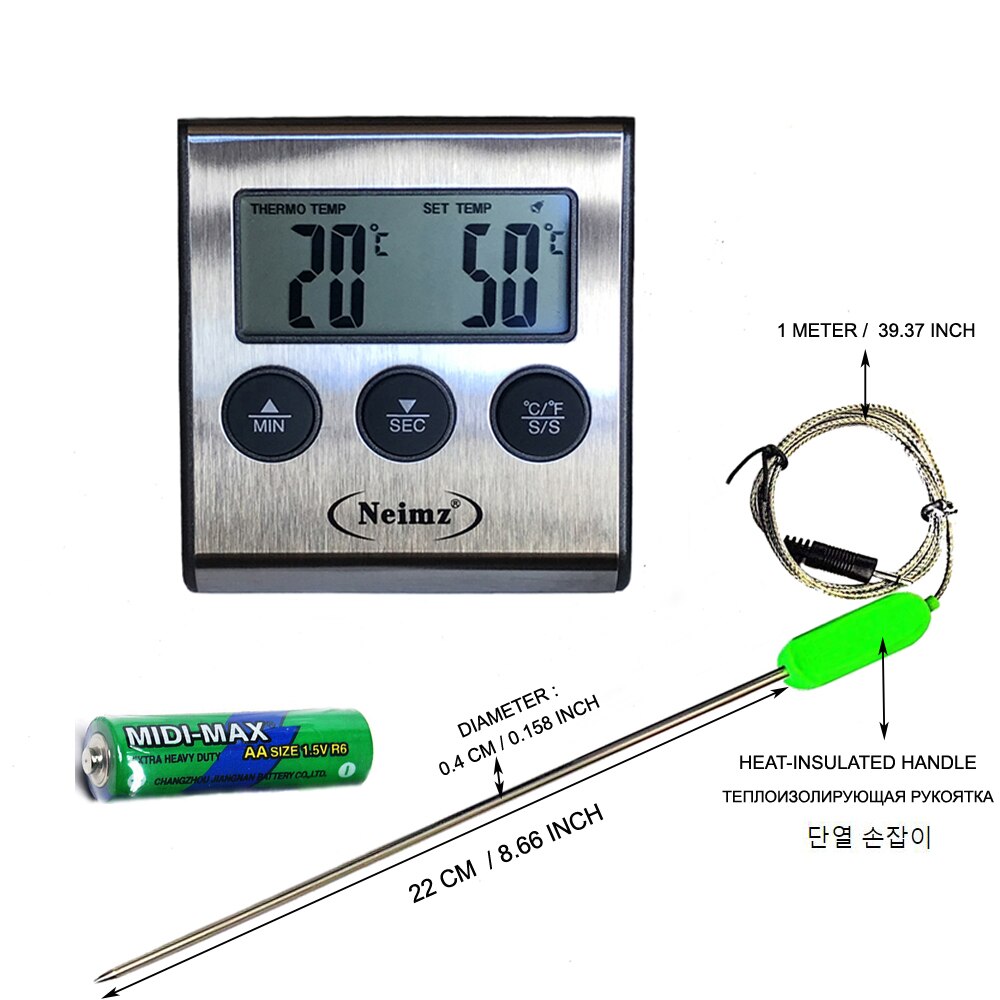 Digitale Bbq Gebraden Vlees Thermometer Voor Keuken Oven Voedsel Koken Met 22Cm Lange Temperatuur Sonde Voor Melk Suiker vloeibare: KN6002