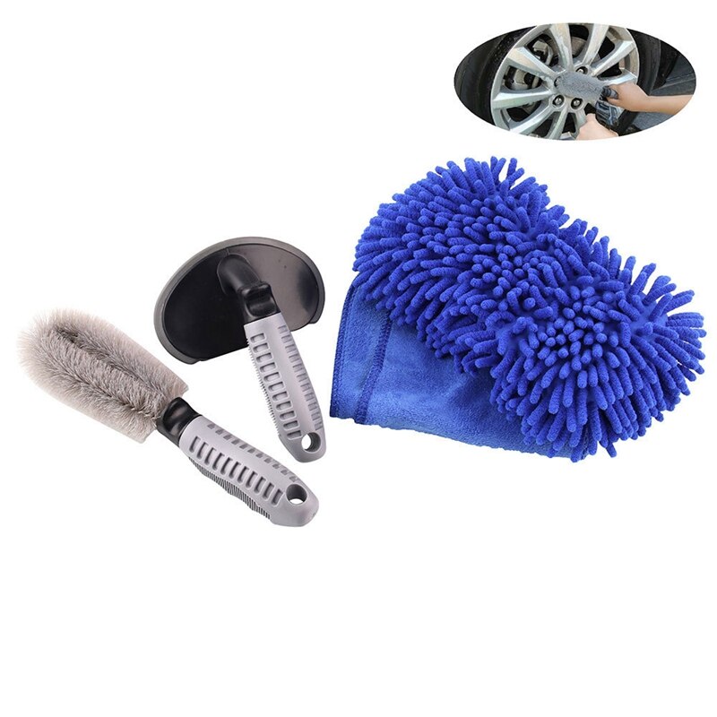 4 Stuks Car Vehicle Cleaning Set Wiel Wasborstel Velgen Band Wassen Borstel Auto Borstel Auto Wassen Gereedschap