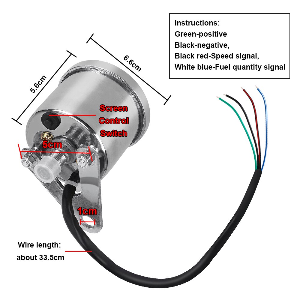 Dc 12V Scooter Atv Meter Retro Lcd Kilometerstand Led Lcd Toerenteller Universal Indicator Fuel Meter Motorfiets Digitale Snelheidsmeter