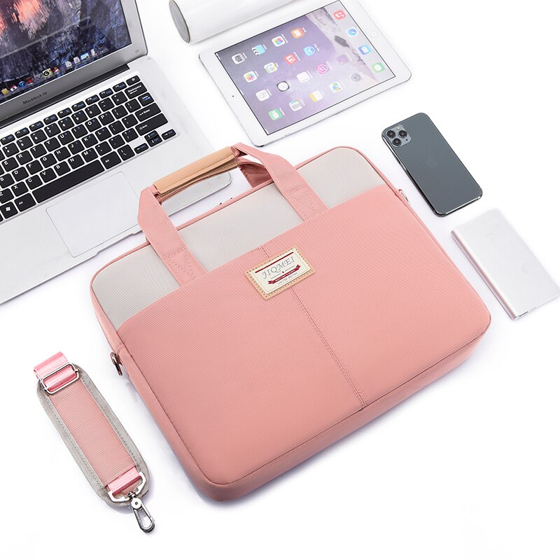 Pokrowiec na laptopa odporny na wstrząsy wodoodporny 13.3 14 15.6 Cal etui na laptopa do Macbook Pro Air 13 15 torebka na ramię teczka komputerowa: Różowy / For 13.3-14 inch