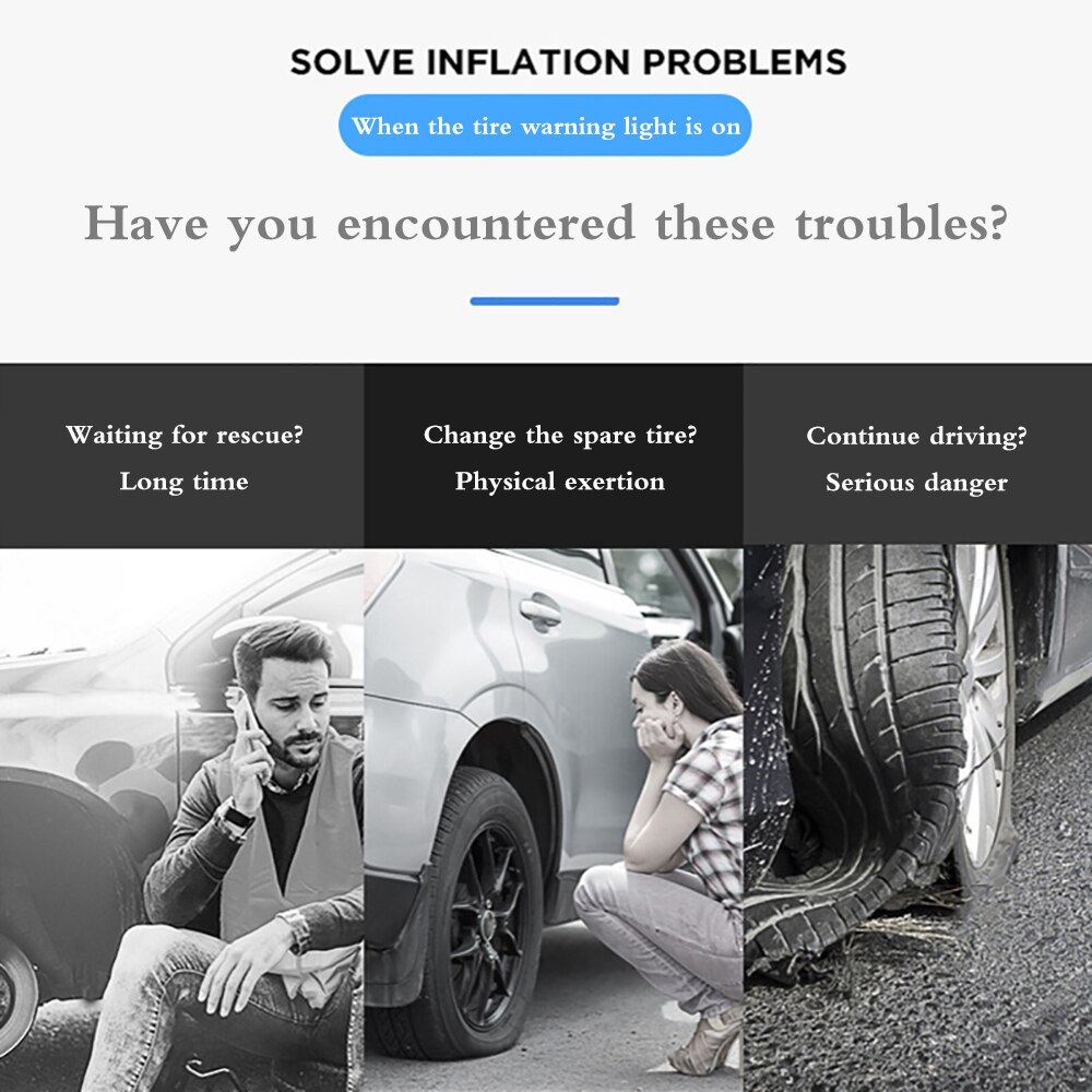 Portable Compact Mini Car Electric Tire Inflator Pump Car Air Compressor Pump Auto High Pressure Pump Car Motorcycle