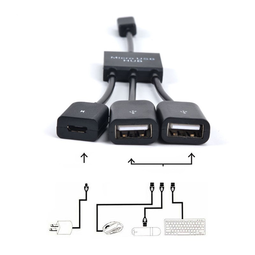 3 In 1 Micro Usb Power Opladen Otg Hub Cable Adapter Converter Extender Voor Samsung Sony Toshiba