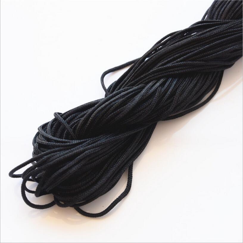1mm*25m nylonperler smykkesnor tråd kinesisk knute macrame rottehale tau til gjør-det-selv-håndverk verktøy håndsøm tråd  z1181: Svart