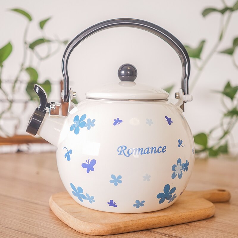 Verwarming Water Thee Pot Ketel Retro Fluitketel Emaille Pot Gas Fornuis Inductie Kookplaat Huishoudelijke Chaleira Esmaltada Thuis: Blauw