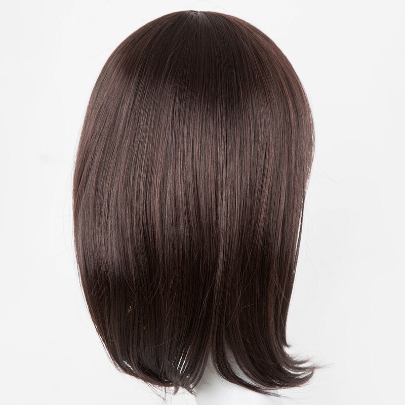Fei-show Syntheitc-Peluca de pelo negro ondulado corto, fibra resistente al calor, traje, flequillo oblicuo, de salón, estudiante, Bob, inclinada