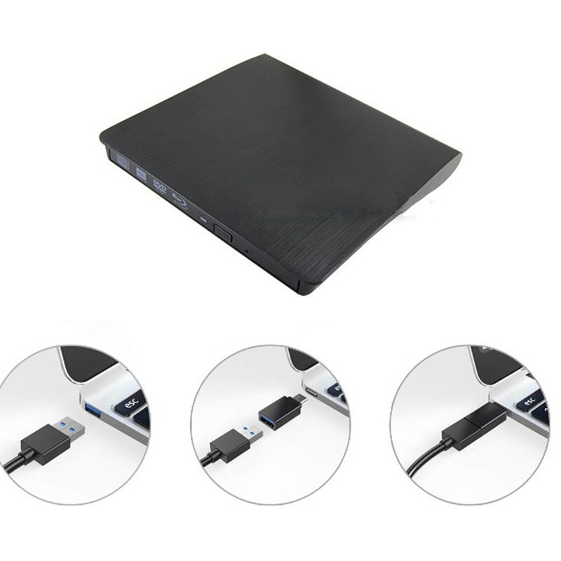 Extern bluray dvd-enhet usb 3.0 smal bluray blu ray 3d dvd cd-enhet för bärbar dator mac desktop windows mac os linux