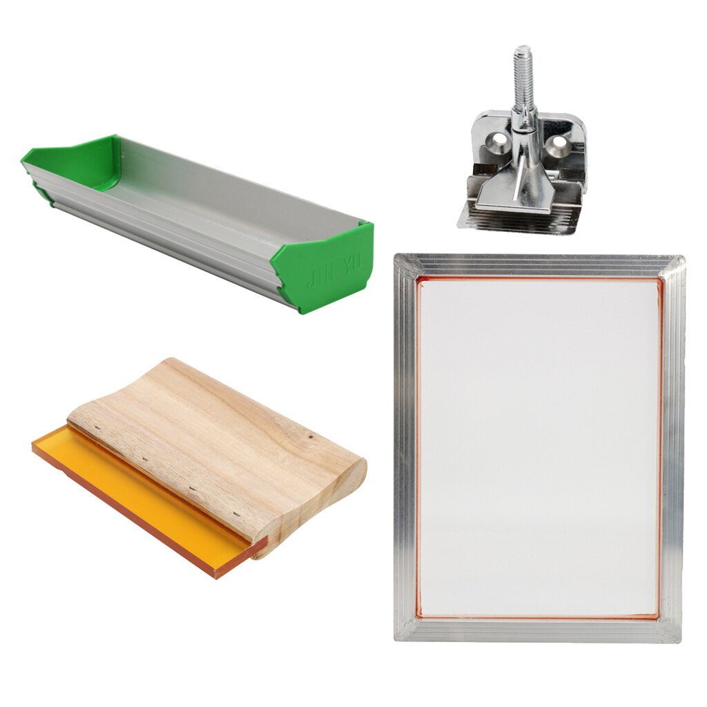 Silk Screen Printing Kit for T-Shirt DIY Screen Press Printer, Frame/Emulsion Scoop Coater/Squeegee/Clam