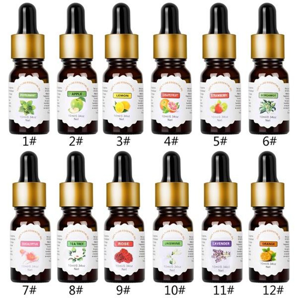 Humidificador Soluble en agua de aceite puro para aromaterapia, 1 unidad, 10ml, con cuentagotas, para purificador de aire doméstico del coche