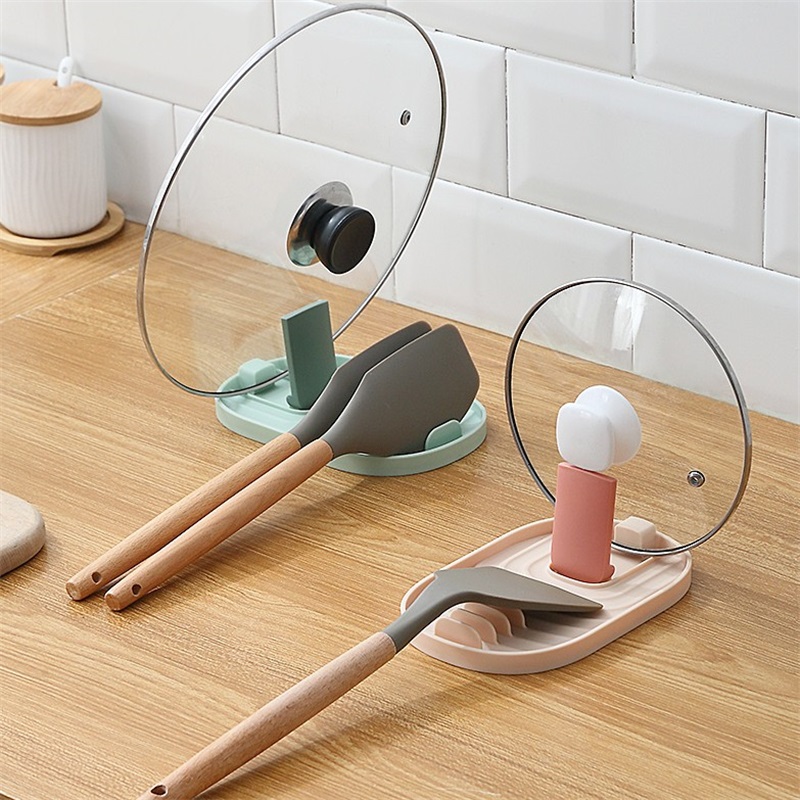 Kitchen Spatula Holders Spoon Fork Rack Shelf Pot Lid Organizer Chopsticks Spoon Rest Non-slip Silicone Pad Storage Accessories