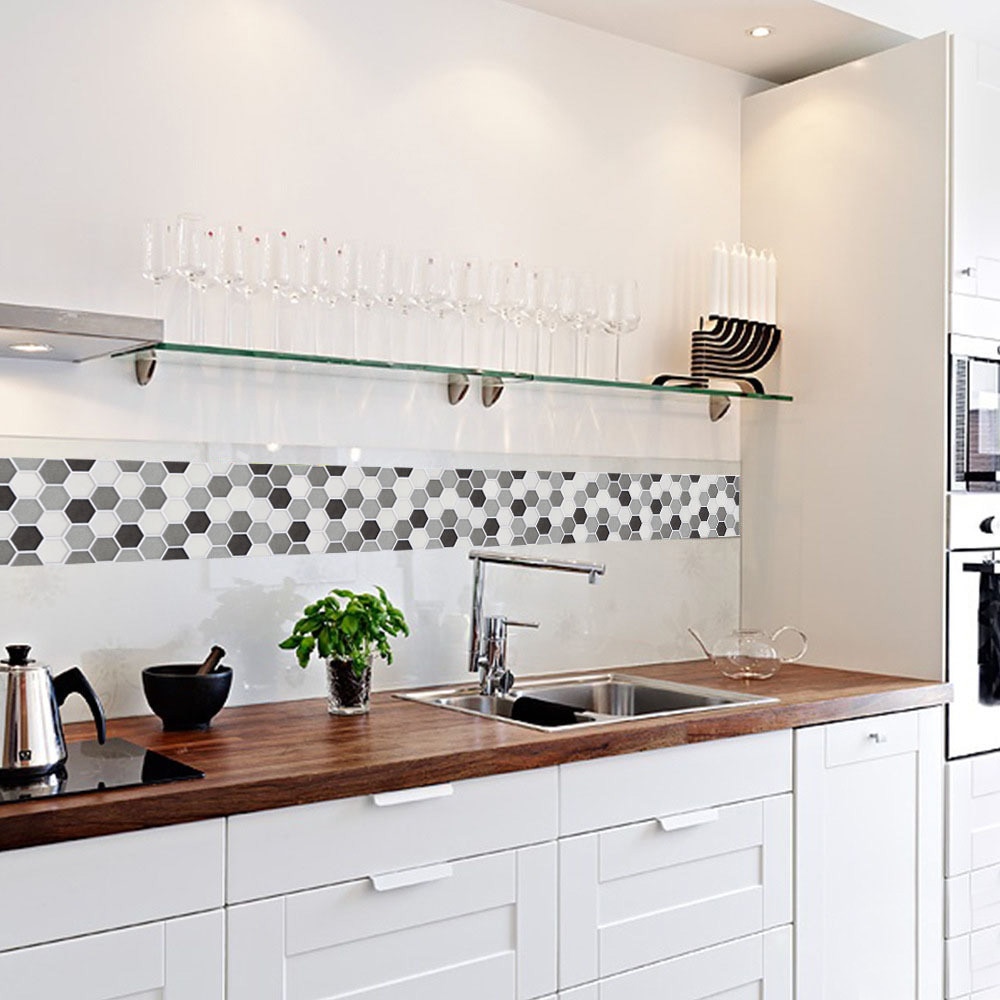 Vinyl fliser vægklistermærker selvklæbende mosaik pvc sekskantet væg mærkat køkken badeværelse anti olie hjem wallsticker indretning 20*100cm