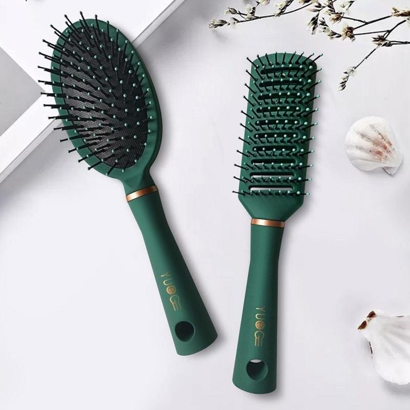 Masaje peine de Airbag mojado y secador de pelo de bolsa de aire peines y cepillos Retro verde oscuro mujer rizado cepillo desenredante chicas suave cepillo de pelo