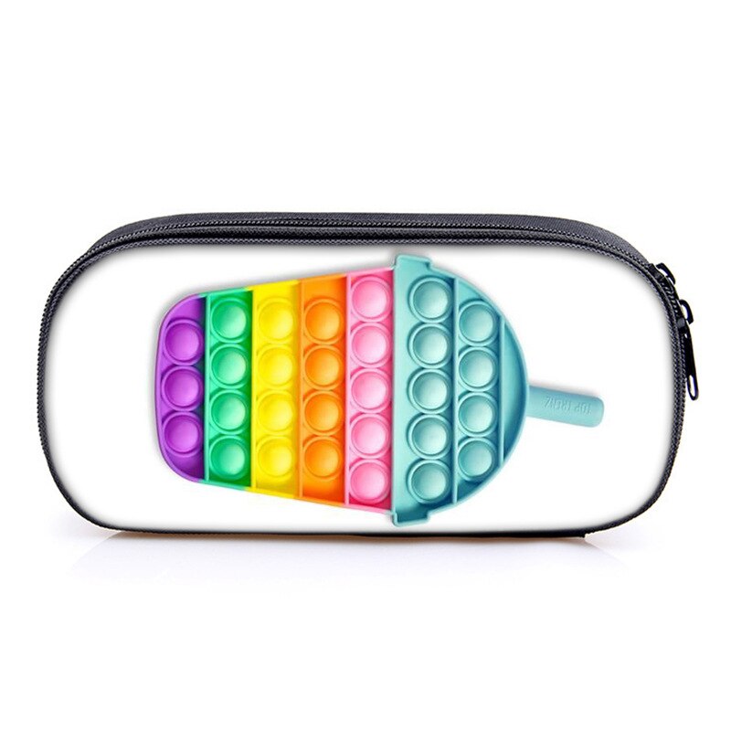 Push pop it fidget Pencil Bag Canvas Contrast Colorful Pencil Case Stationery Storage Bag Organizer for Students: Coffee