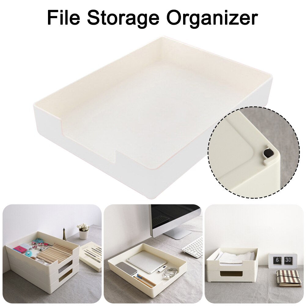 Drawer Storage Box Desktop Stackable Paper Document Tray Storage Box Home School Office Stationery Box Organizer