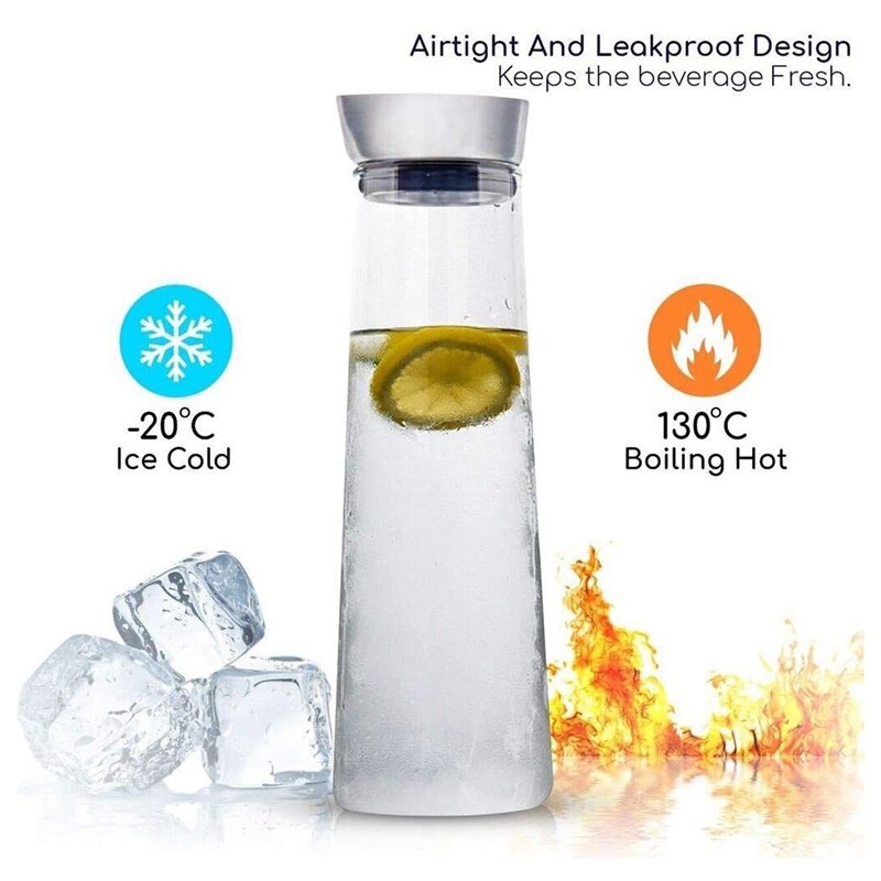 1L Glass Carafe with Lid,Borosilicate Glass Carafe,Juice Pitcher for Homemade Beverage/Ice Tea/Milk/Coffee