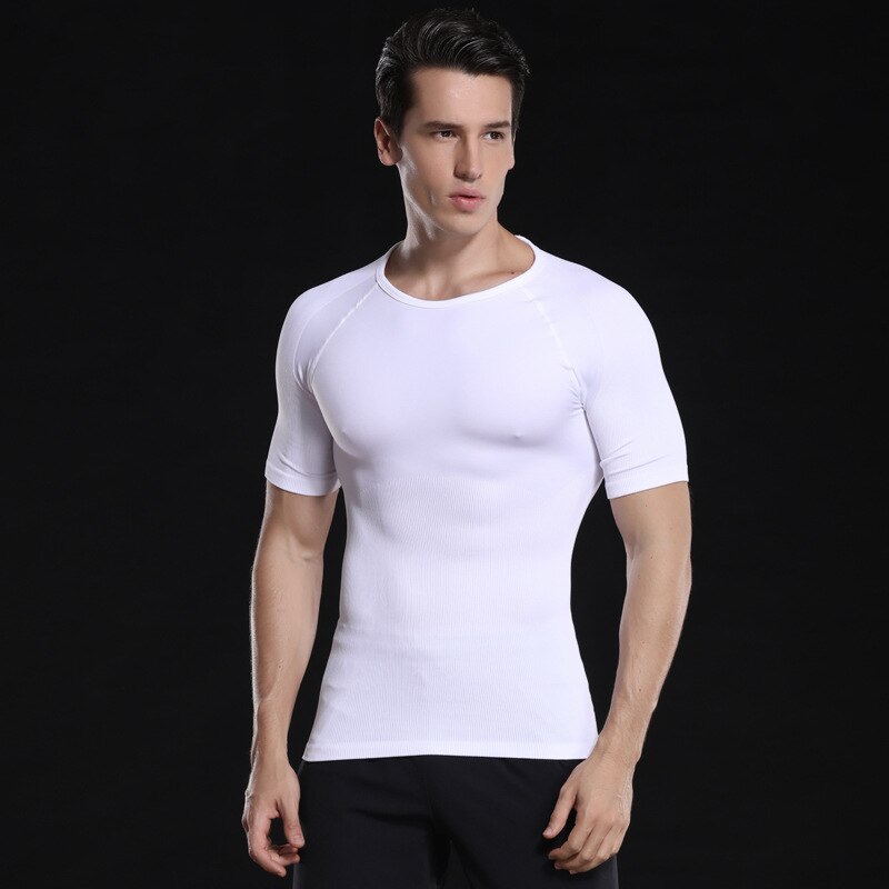 HaleyChan Men Shapewear Vest Seamless Abdomen Slim Shirt Classic Abs Body Shaper Steampunk Mens Slimming Shaper Men Bodysuit: White / L