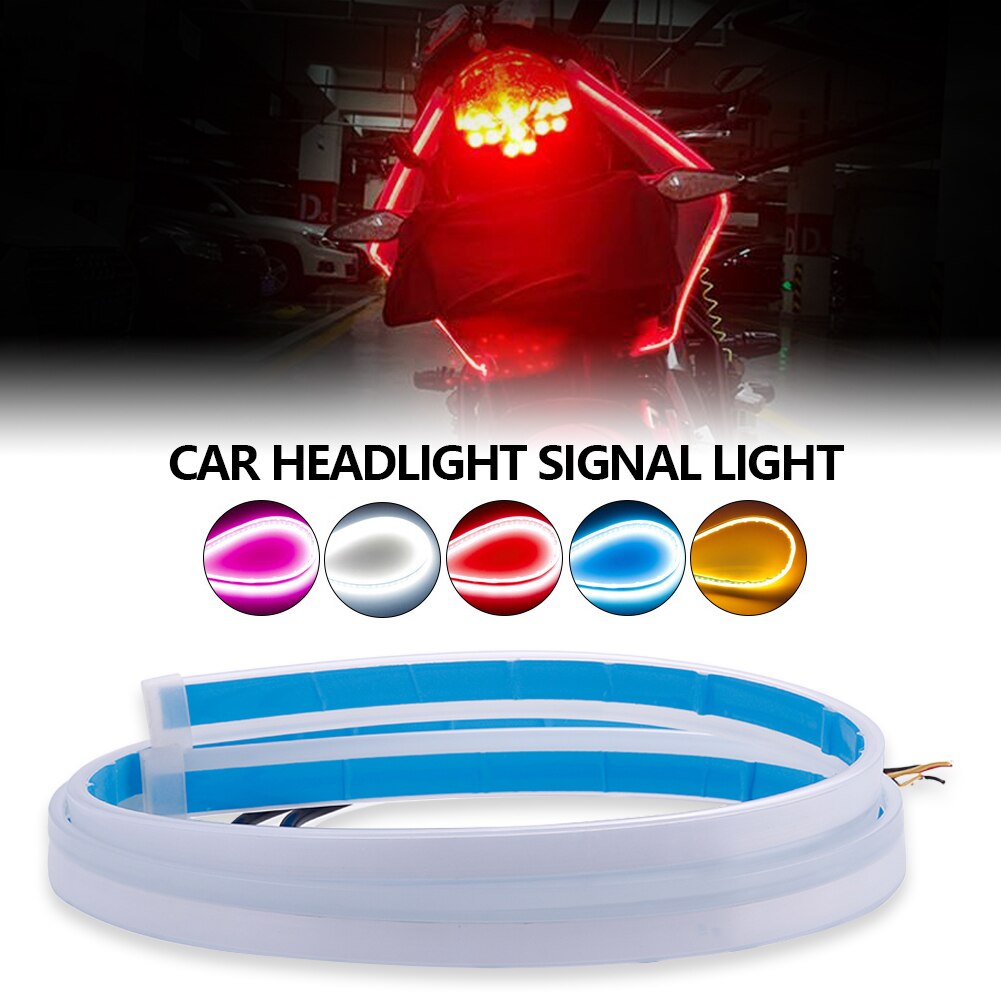 2Pcs Motorcycle DRL Daytime Running Light Waterproof Universal 12V Auto Headlight Sequential Turn Signal Yellow Flow Day Light