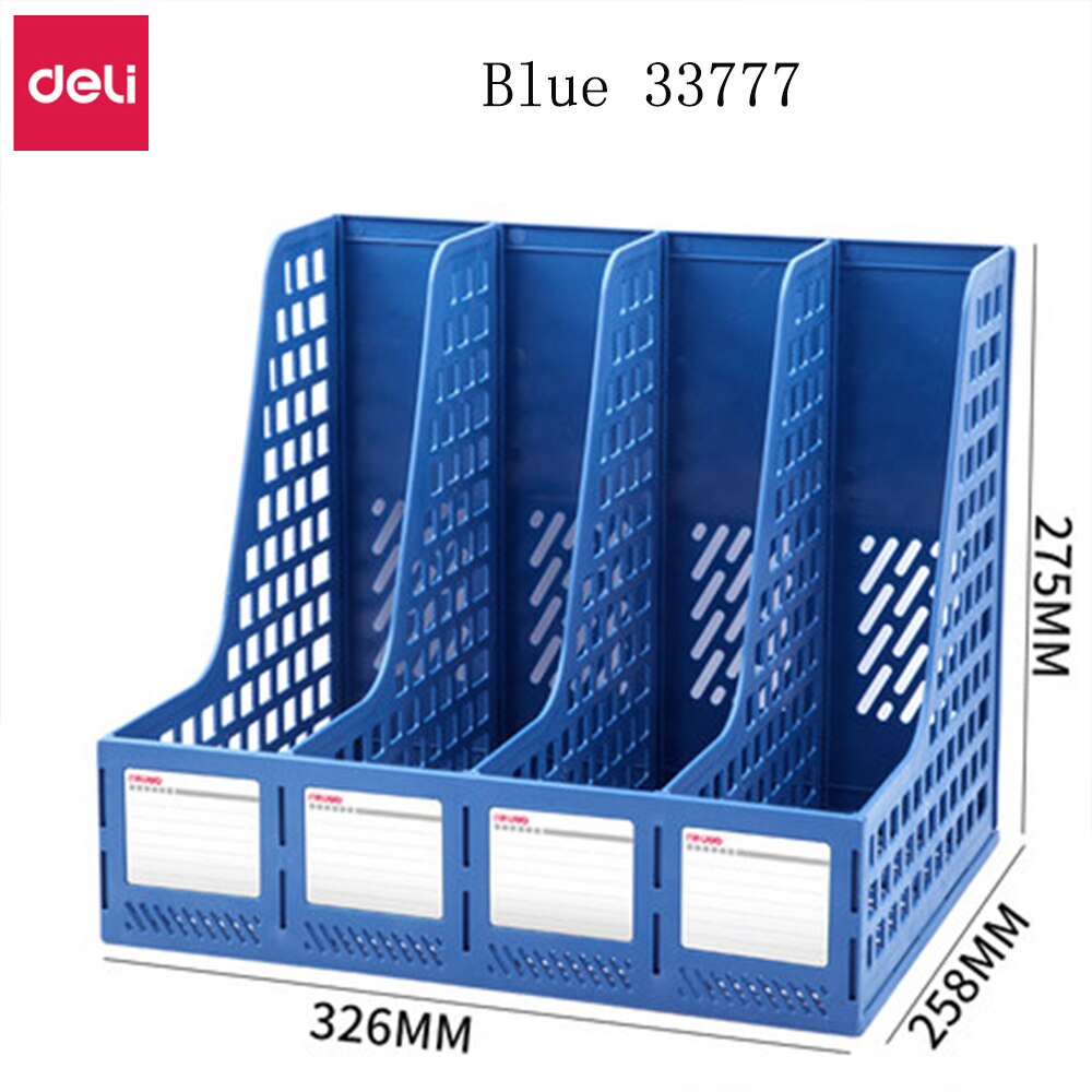 Deli Thickened Folder Storage Box File Rack Multi-layer Vertical Book Shelf Book Stand Desktop Office Supplies File Frame Basket: Blue 33777