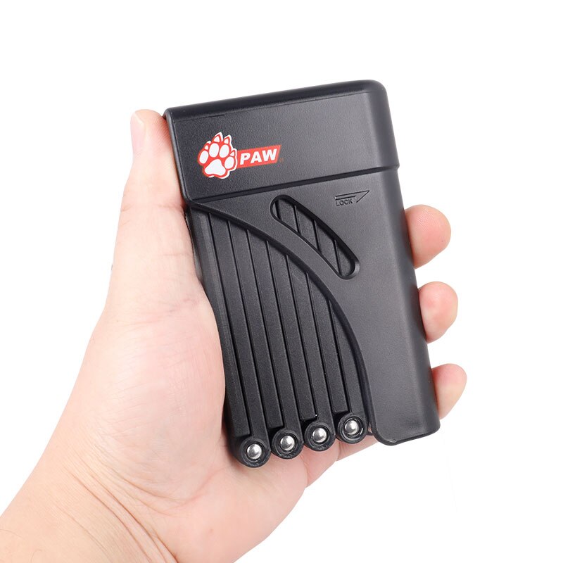 PAW Bicycle Foldable Chain Lock W/ Bracket Mount on Bike Handy Pocket Storage Key Lock Safe Locking PW0503