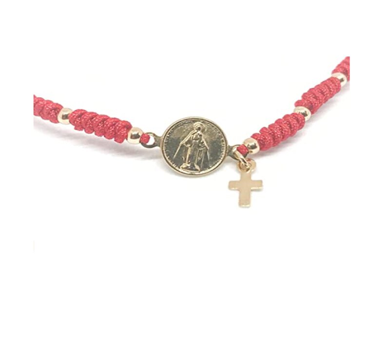 Virgen la Milagrosa Order of the Virgin Mary bracciale regolabile con cordino rosso per braccialetto di preghiera di buona fortuna