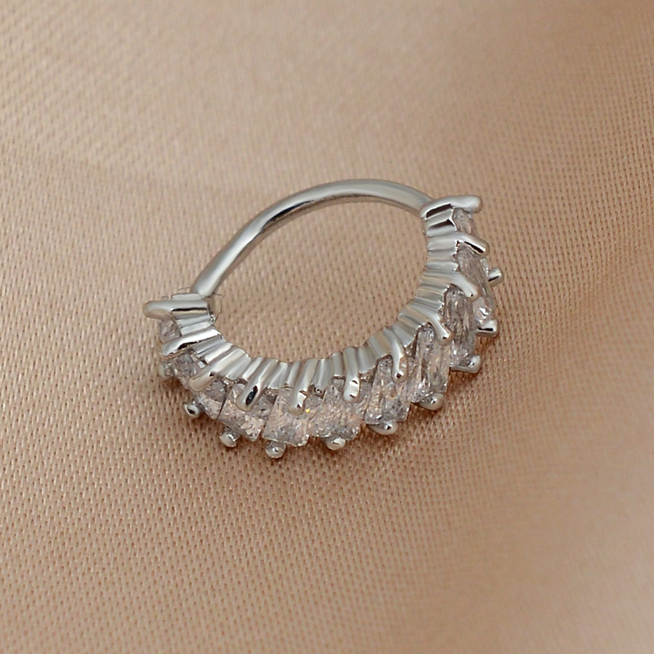 1pc krystal cz næseringe næsebor hjerte klikker septum næse hoop ring tragus brusk helix ørering næse piercing smykker: Rhodineret