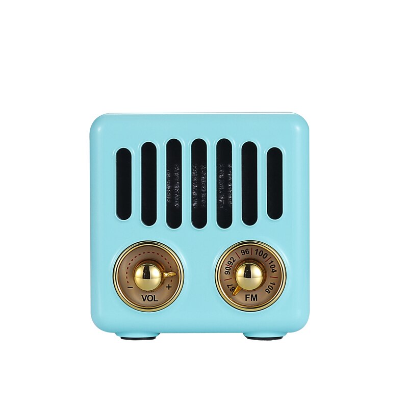 Træ retro radio digital fm radio digital linnet radio bærbar fm radio mini bluetooth højttaler gammeldags klassisk stil: Blå